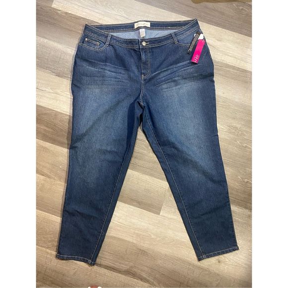 Fashion Bug NWT Tapered Jeans Side Slit With Zipper Closure, Women’s Size 22 - Picture 1 of 15